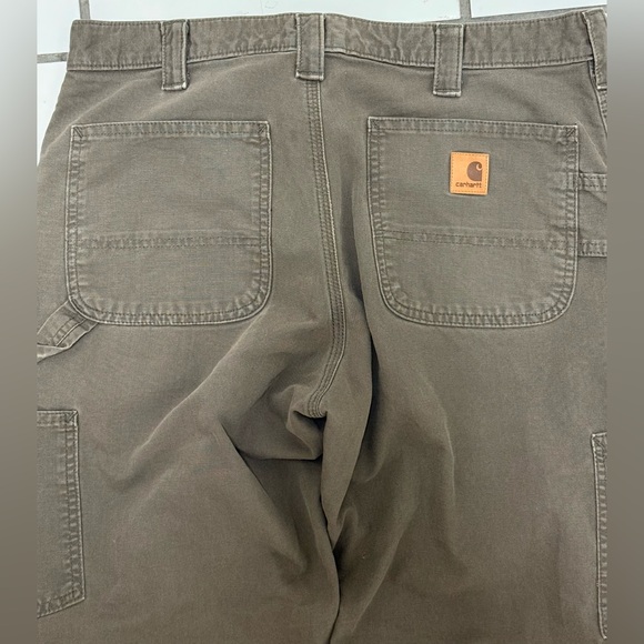 Carhartt Work Pants Dungaree Fit 33x30 Brown Canvas Utility USA Workwear - Picture 1 of 5